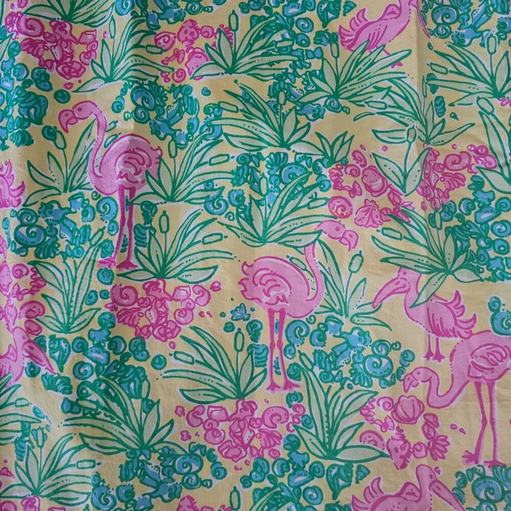 Lilly Pulitzer Women's Green Pink Flamingo Floral Print Dress Shift Dress Sz 10 - Picture 6 of 13
